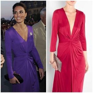 NWT Issa London Silk Jersey Twist Gathered Dress Pomegranate Pink Sz 10